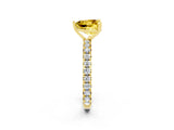 Yellow gold Heart Cut Yellow Sapphire Pavé Solitaire Ring with Round Band and Prong Setting_14