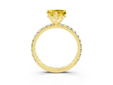 Yellow gold Heart Cut Yellow Sapphire Pavé Solitaire Ring with Round Band and Prong Setting_15