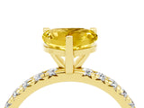 Yellow gold Heart Cut Yellow Sapphire Pavé Solitaire Ring with Round Band and Prong Setting_16