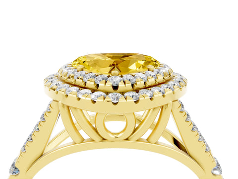 Yellow gold Heart Cut Yellow Sapphire Pavé Split Shank Double Halo Engagement Ring_4