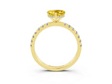 Yellow gold Heart Cut Yellow Sapphire Pave Band Solitaire Ring with Four-Prong Setting_63