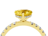 Yellow gold Heart Cut Yellow Sapphire Pave Band Solitaire Ring with Four-Prong Setting_64