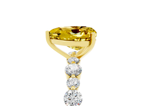 Yellow gold Heart Cut Yellow Sapphire Prong Set Engagement Ring with Pavé Band_17