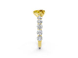 Yellow gold Heart Cut Yellow Sapphire Prong Setting with Side Stones on a Pave Band_26
