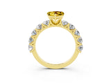 Yellow gold Heart Cut Yellow Sapphire Prong Setting with Side Stones on a Pave Band_27