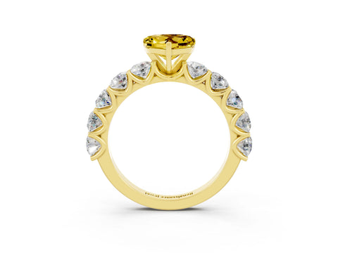 Yellow gold Heart Cut Yellow Sapphire Prong Setting with Side Stones on a Pave Band_27