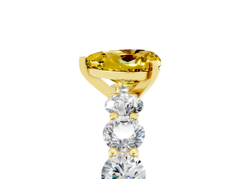 Yellow gold Heart Cut Yellow Sapphire Prong Setting with Side Stones on a Pave Band_29