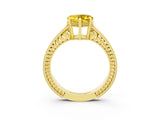Yellow gold Heart Cut Yellow Sapphire Ring with Milgrain Pavé Band and Four-Prong Setting_39