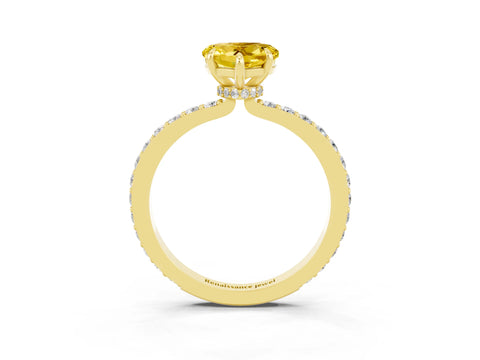 Yellow gold Heart Cut Yellow Sapphire Ring with Pavé Band and Four-Prong Setting_27
