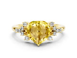 Yellow gold Heart Cut Yellow Sapphire Ring with Side Stones and Four-Prong Setting_60