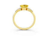 Yellow gold Heart Cut Yellow Sapphire Ring with Side Stones and Four-Prong Setting_63