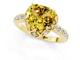 Yellow gold Heart Cut Yellow Sapphire Scalloped Halo Engagement Ring with Round Shared Prong Band_25