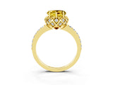 Yellow gold Heart Cut Yellow Sapphire Scalloped Halo Engagement Ring with Round Shared Prong Band_27