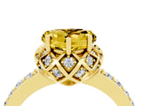 Yellow gold Heart Cut Yellow Sapphire Scalloped Halo Engagement Ring with Round Shared Prong Band_28