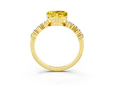 Yellow gold Heart Cut Yellow Sapphire Scattered Round Accent Ring with Prong Setting_15