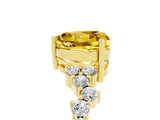 Yellow gold Heart Cut Yellow Sapphire Scattered Round Accent Ring with Prong Setting_17