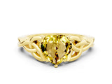 Yellow gold Heart Cut Yellow Sapphire Solitaire Celtic Knot Ring with Four-Prong Setting_36