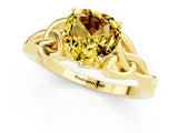 Yellow gold Heart Cut Yellow Sapphire Solitaire Celtic Knot Ring with Four-Prong Setting_37