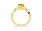 Yellow gold Heart Cut Yellow Sapphire Solitaire Celtic Knot Ring with Four-Prong Setting_39