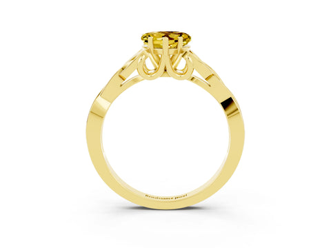 Yellow gold Heart Cut Yellow Sapphire Solitaire Celtic Knot Ring with Four-Prong Setting_39