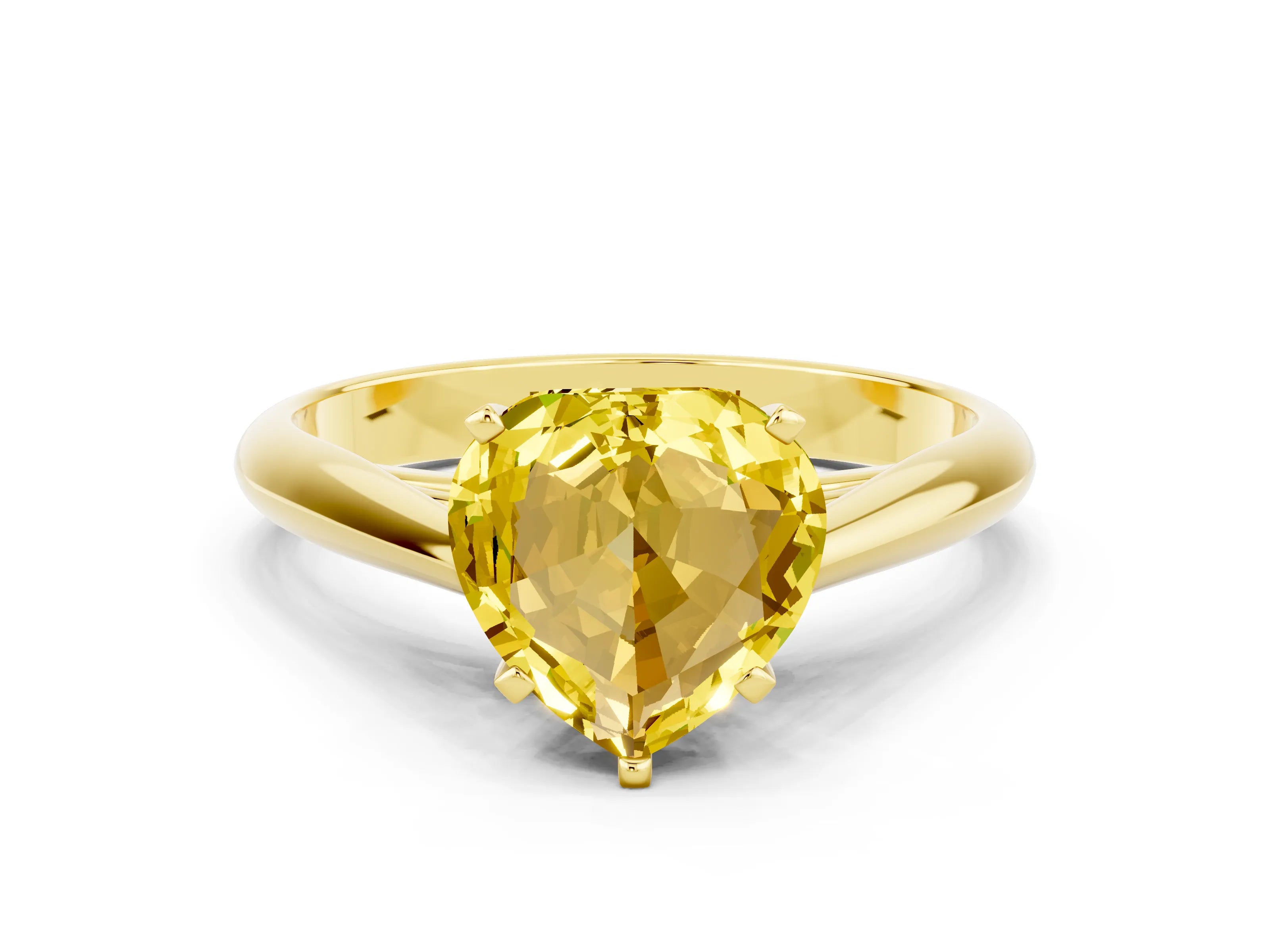 Yellow gold Heart Cut Yellow Sapphire Solitaire Engagement Ring with Cathedral Setting and Four-Prong Mount_12