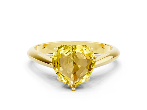 Yellow gold Heart Cut Yellow Sapphire Solitaire Engagement Ring with Cathedral Setting and Four-Prong Mount_12
