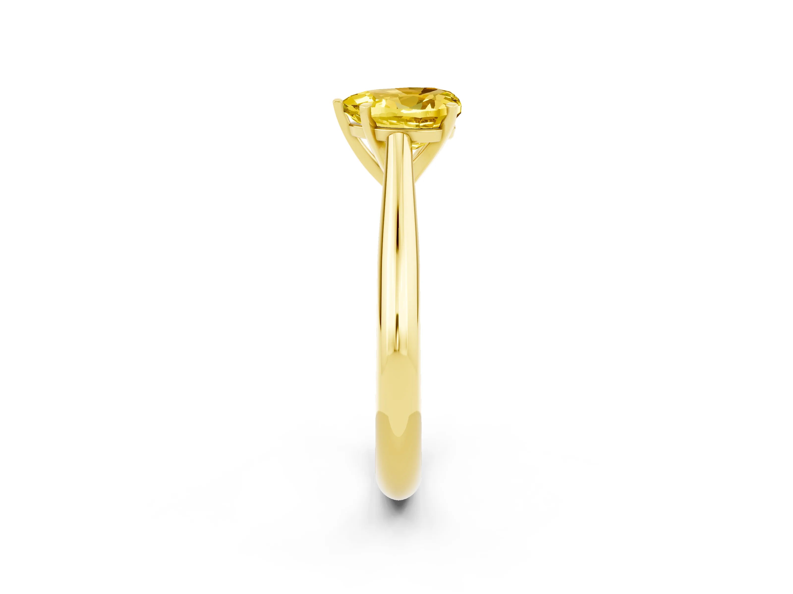 Yellow gold Heart Cut Yellow Sapphire Solitaire Engagement Ring with Cathedral Setting and Four-Prong Mount_14