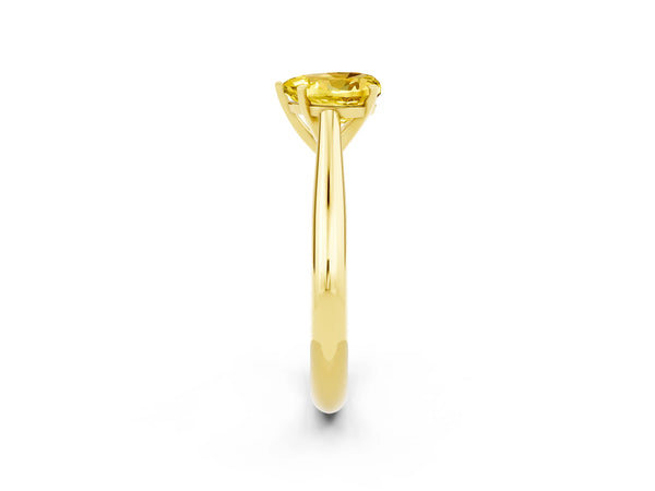 Yellow gold Heart Cut Yellow Sapphire Solitaire Engagement Ring with Cathedral Setting and Four-Prong Mount