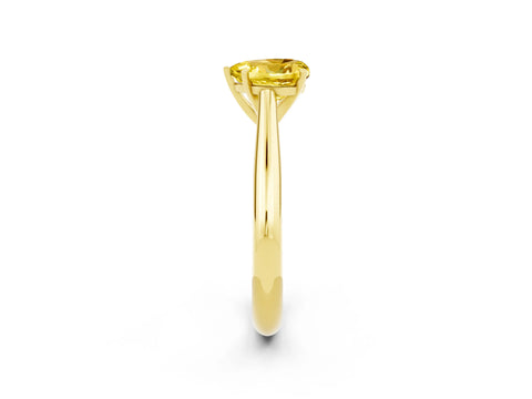 Yellow gold Heart Cut Yellow Sapphire Solitaire Engagement Ring with Cathedral Setting and Four-Prong Mount_14