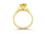 Yellow gold Heart Cut Yellow Sapphire Solitaire Engagement Ring with Cathedral Setting and Four-Prong Mount_27