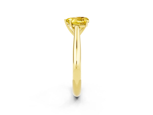 Yellow gold Heart Cut Yellow Sapphire Solitaire Engagement Ring with Cathedral Setting and Four-Prong Mount