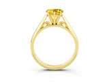 Yellow gold Heart Cut Yellow Sapphire Solitaire Engagement Ring with Cathedral Setting and Four-Prong Mount_33