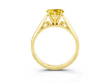 Yellow gold Heart Cut Yellow Sapphire Solitaire Engagement Ring with Cathedral Setting and Four-Prong Mount_75