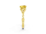 Yellow gold Heart Cut Yellow Sapphire Solitaire Engagement Ring with Celtic Knot Band and Four-Prong Setting_26