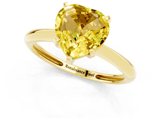 Yellow gold Heart Cut Yellow Sapphire Solitaire Engagement Ring with Classic Band and Four-Prong Setting