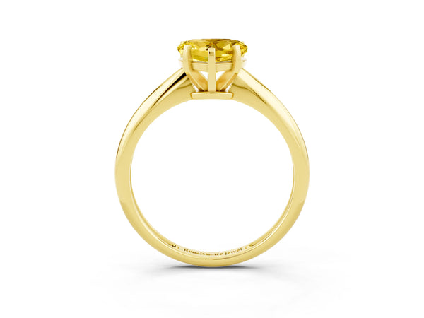 Yellow gold Heart Cut Yellow Sapphire Solitaire Engagement Ring with Classic Band and Four-Prong Setting