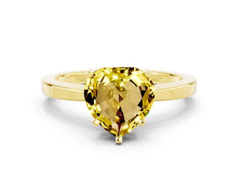 Yellow gold Heart Cut Yellow Sapphire Solitaire Engagement Ring with Classic Band and Four-Prong Setting_60