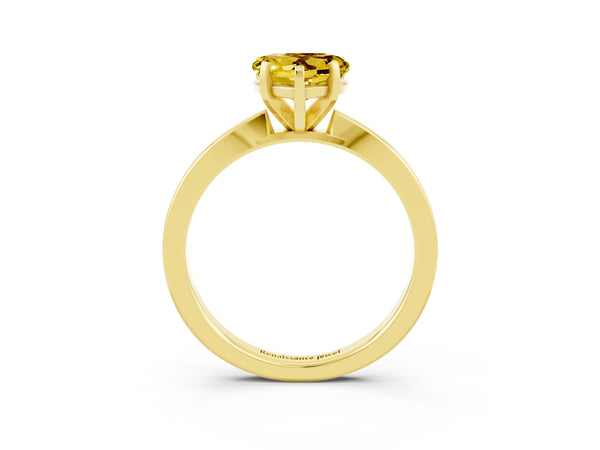 Yellow gold Heart Cut Yellow Sapphire Solitaire Engagement Ring with Classic Band and Four-Prong Setting