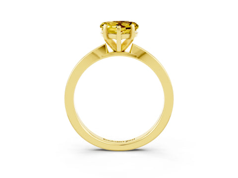 Yellow gold Heart Cut Yellow Sapphire Solitaire Engagement Ring with Classic Band and Four-Prong Setting_63