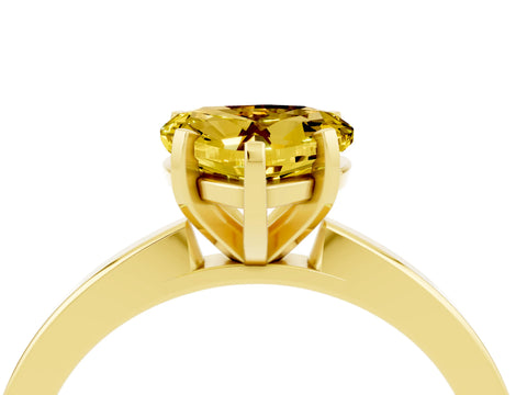 Yellow gold Heart Cut Yellow Sapphire Solitaire Engagement Ring with Classic Band and Four-Prong Setting_64