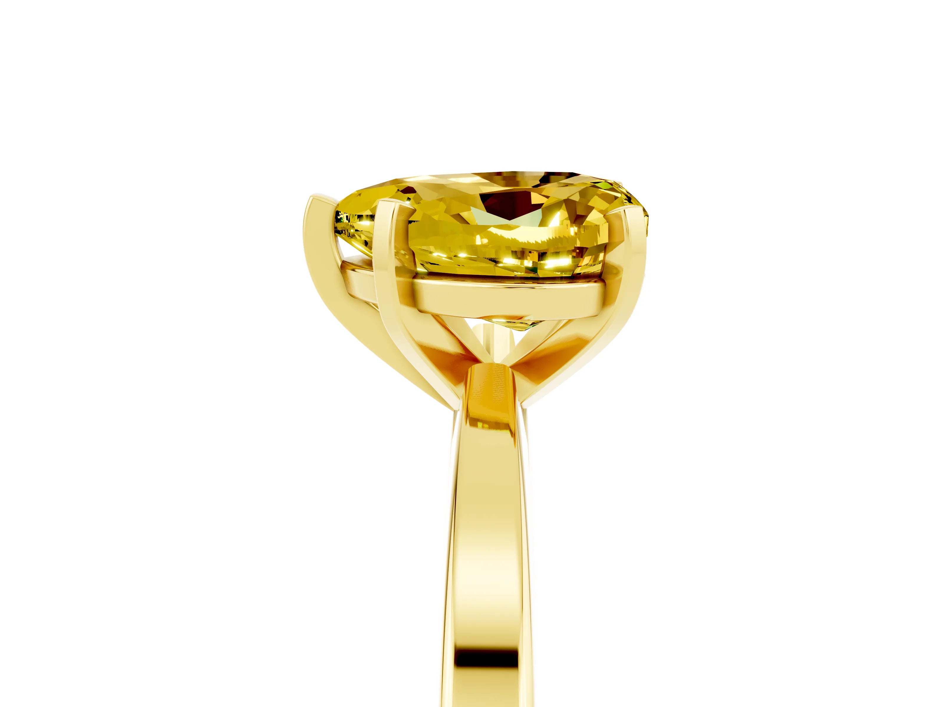Yellow gold Heart Cut Yellow Sapphire Solitaire Engagement Ring with Classic Band and Four-Prong Setting_65