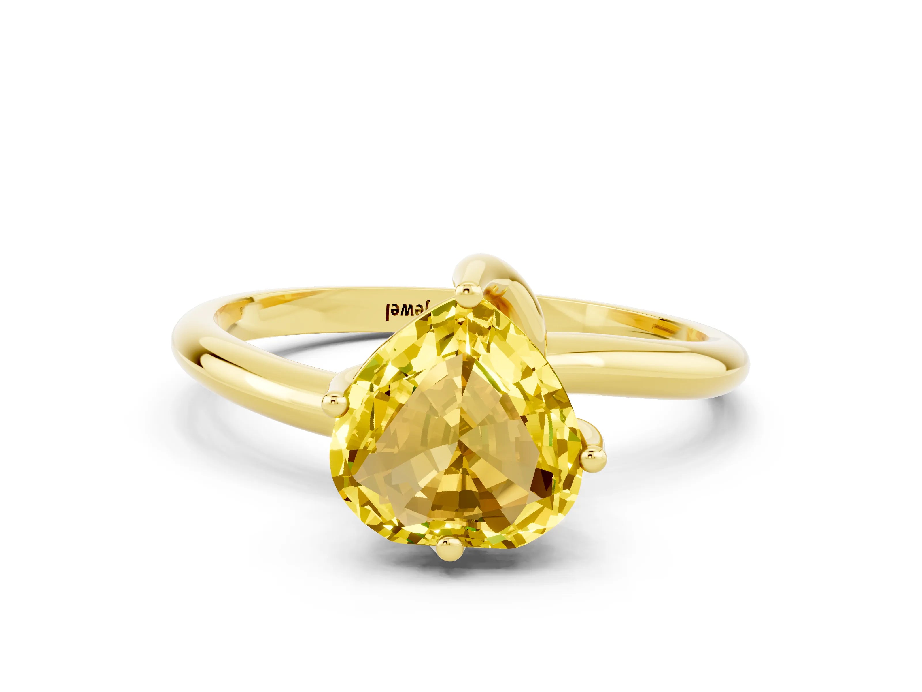 Yellow gold Heart Cut Yellow Sapphire Solitaire Engagement Ring with Four-Prong Setting and Classic Band_12