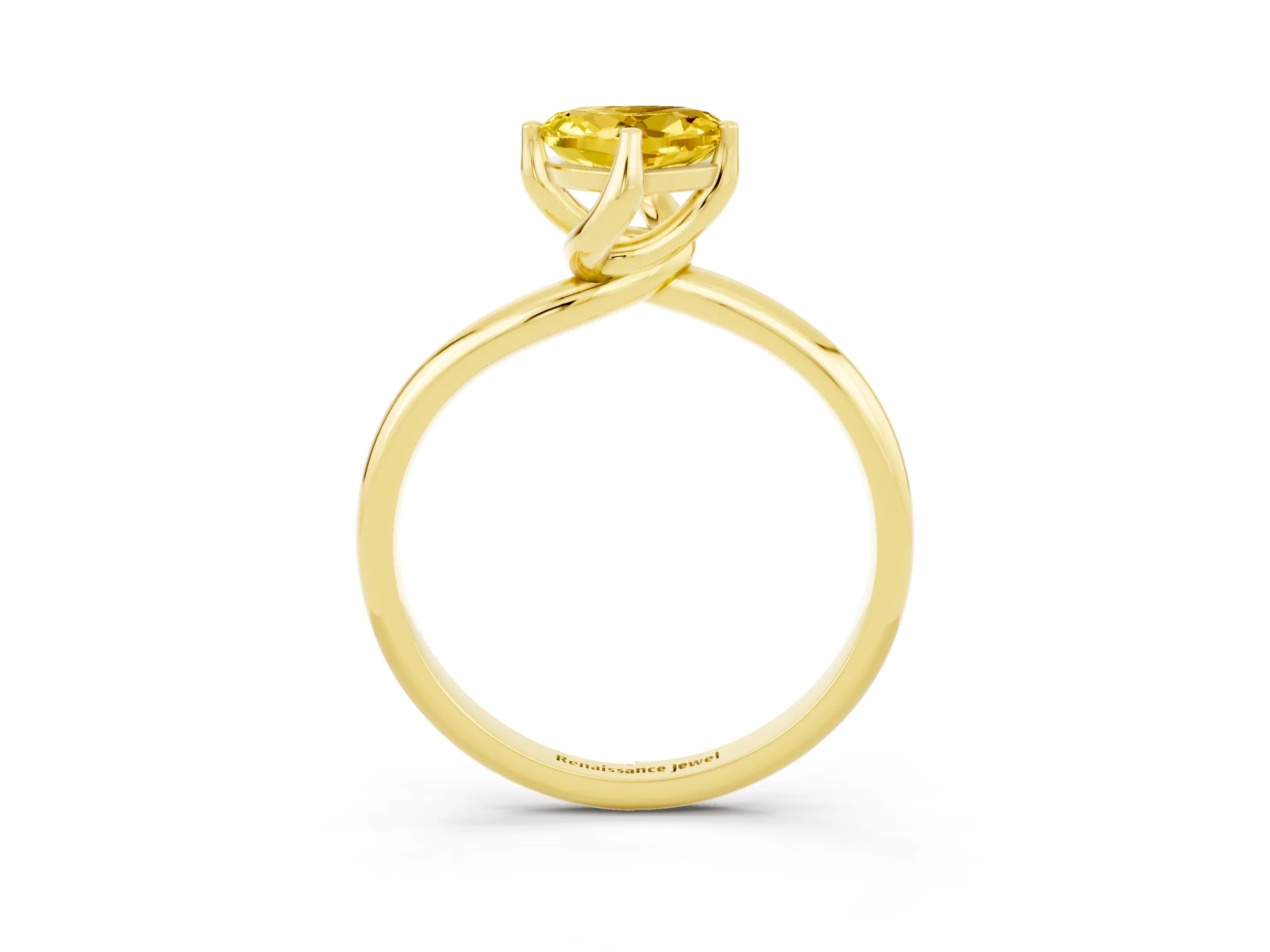 Yellow gold Heart Cut Yellow Sapphire Solitaire Engagement Ring with Four-Prong Setting and Classic Band_15