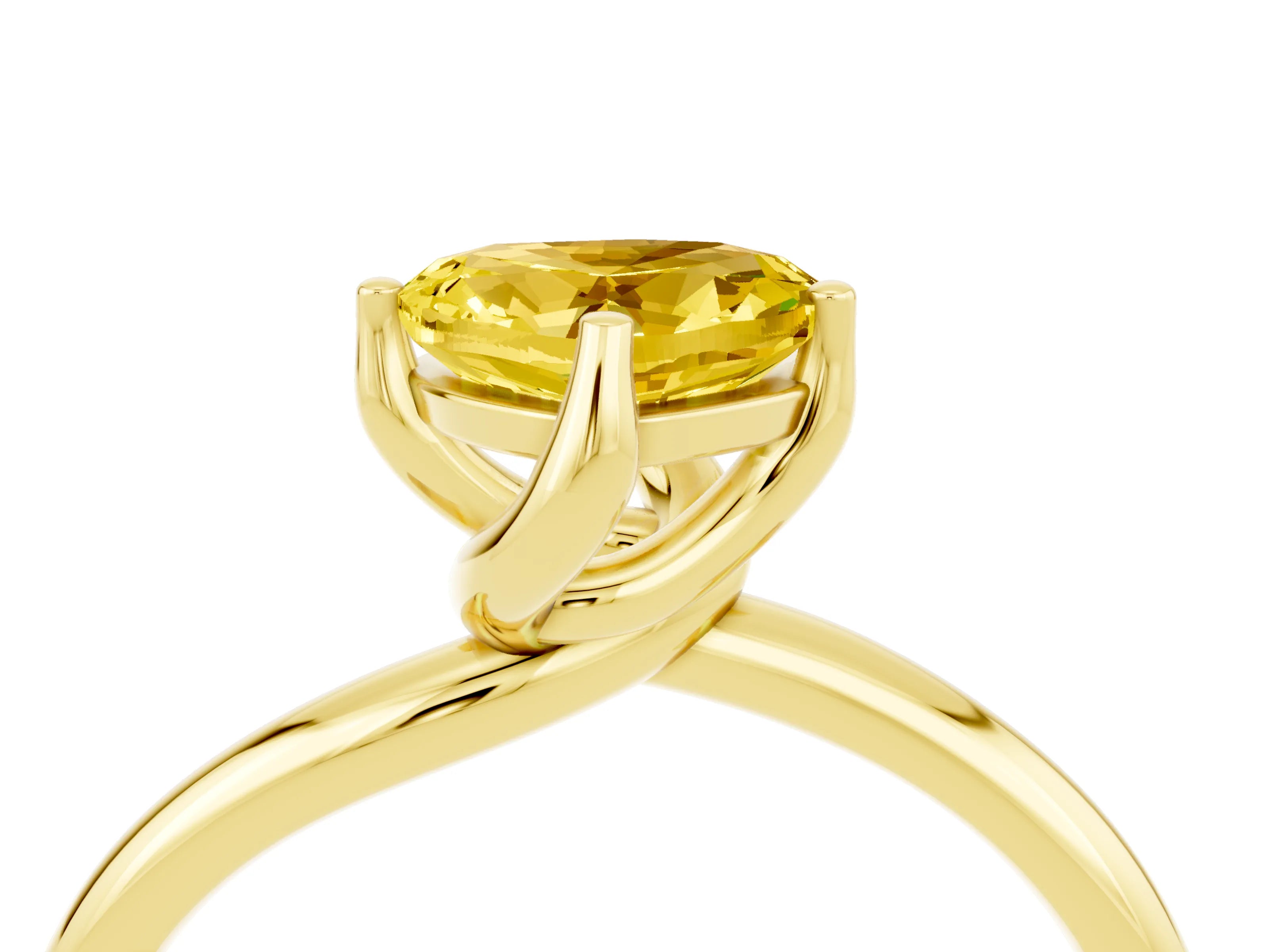 Yellow gold Heart Cut Yellow Sapphire Solitaire Engagement Ring with Four-Prong Setting and Classic Band_16