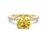 Yellow gold Heart Cut Yellow Sapphire Solitaire Engagement Ring with Pavé Band and Four-Prong Setting_24