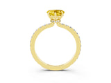 Yellow gold Heart Cut Yellow Sapphire Solitaire Engagement Ring with Pavé Band and Four-Prong Setting_27