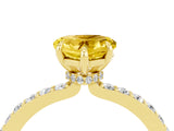 Yellow gold Heart Cut Yellow Sapphire Solitaire Engagement Ring with Pavé Band and Four-Prong Setting_28