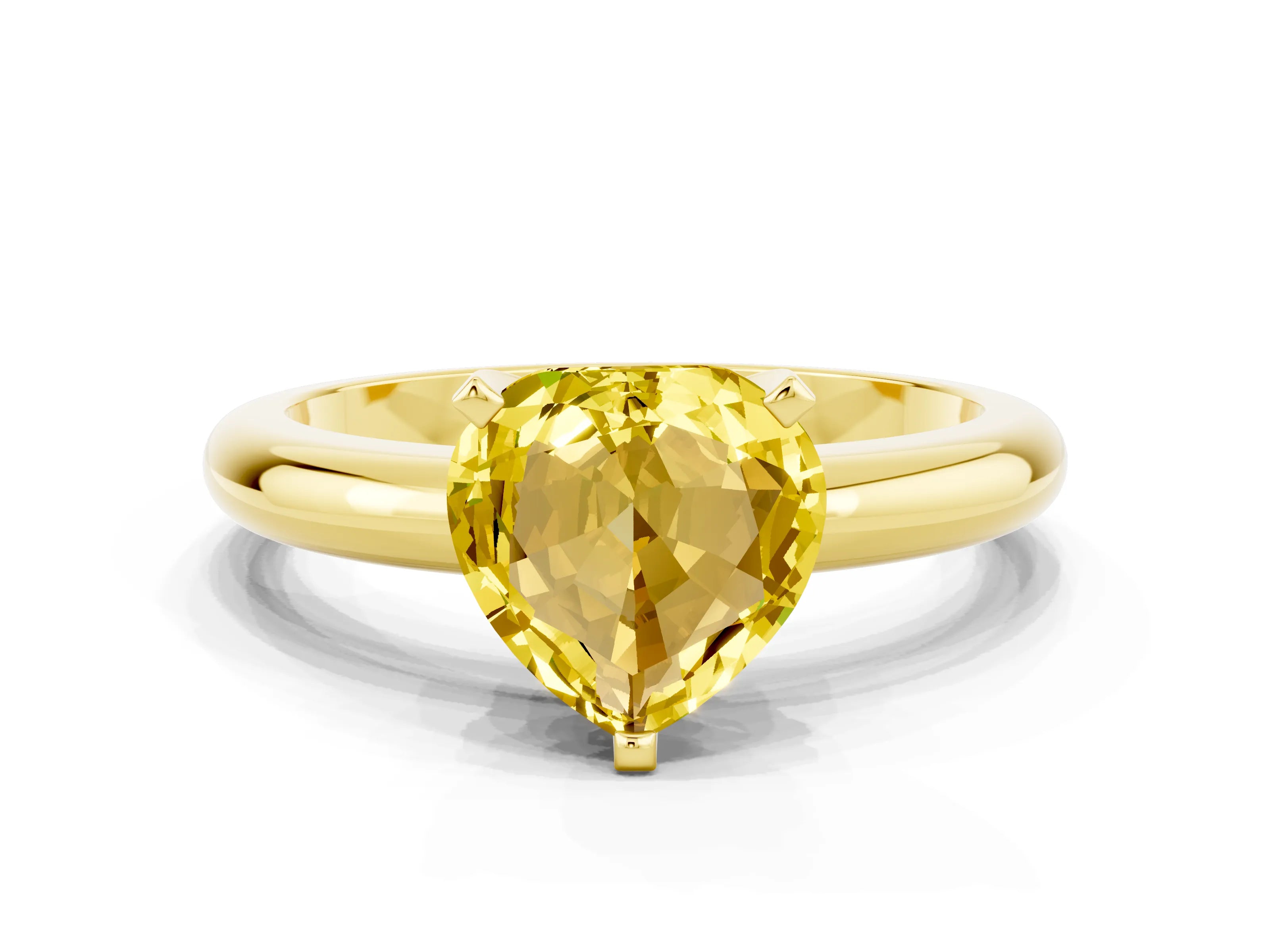 Yellow gold Heart Cut Yellow Sapphire Solitaire Engagement Ring with Round Band and Four-Prong Setting_24