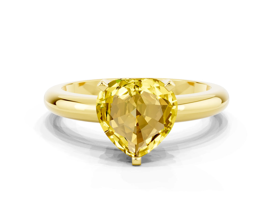 Yellow gold Heart Cut Yellow Sapphire Solitaire Engagement Ring with Round Band and Four-Prong Setting_24