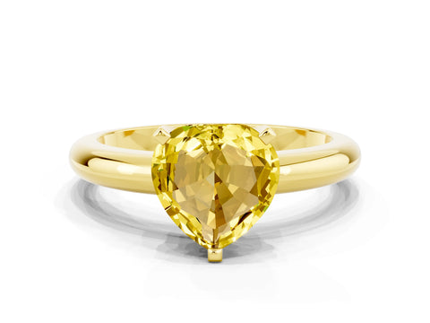 Yellow gold Heart Cut Yellow Sapphire Solitaire Engagement Ring with Round Band and Four-Prong Setting_24